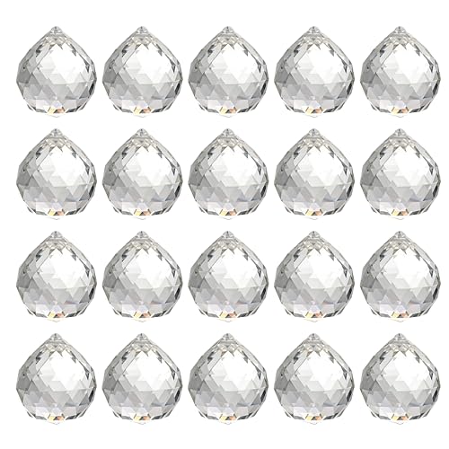 East Leaf サンキャッチャーパーツ クリスタルパーツ しずく型 プリズム カラフル 穴付 (20個, クリア1色, 20mm)（Amazon）