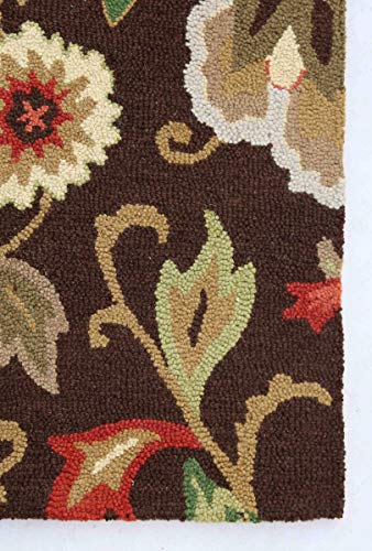 Image of Jaipur Rugs Handmade Wool Rug 8x10 Feet - Beige & Brown Floral Carpet - Traditional Area Rug for Living Room, Bedroom & Home Decor