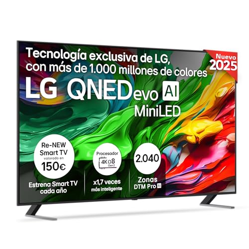 LG 86QNED85A6C - TV 86', 4K QNED EVO, Smart TV, WebOS 25, Procesador Potente e Inteligente, MiniLED AI, Super Upscaling, Dolby Vision y Dilgital Plus, Alexa/Google Assistant, Negro