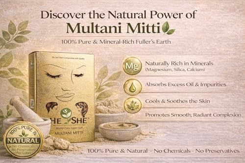 Image of He /She 100% Natural Multani Mitti Powder Face Pack (150Gms-Pack3)| For Exfoliating Soothing Nourishing Face, Skin & Hair| Indian Healing Clay /Calcium Bentonite Clay /Fuller's Earth /Body Mask
