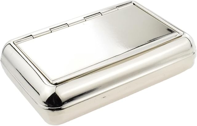 1oz Stainless Steel Polished Tobacco Tin with Paper Holder, Silver, 10 x 6.8 x 2.8cm