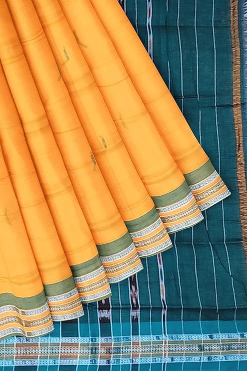 Image of Sambalpuri Handloom Saree Women's Cotton Saree Odisha Handloom Handmade Pure Cotton Khandua Natural Cotton Ikat Sambalpuri Saree For Women Ikat Handloom Saree For Women