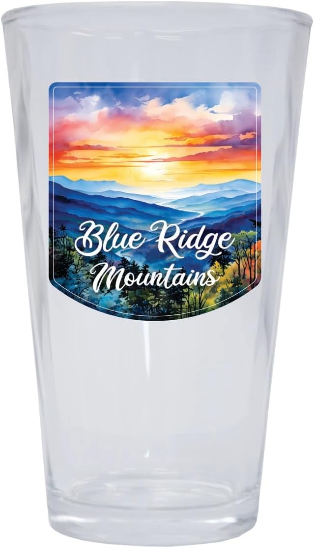 Vaso de Vidrio Pintado Blue Ridge Mountains Sunset 16 oz
