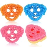 FillTouch 3 Pcs Dual Sided Scrub Sponge Multi Functional Cute Temperature Sensitive Non Scratch Dish Sponge for Washing Dishes Kitchen Bathroom(Dog)