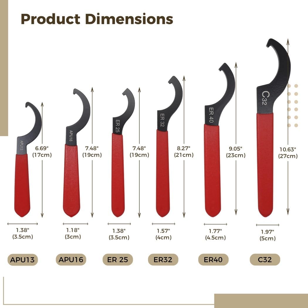 6-Piece Adjustable Coilover Wrenches, C-Shape Spanner Tool For Suspension & Shock System Adjustments
