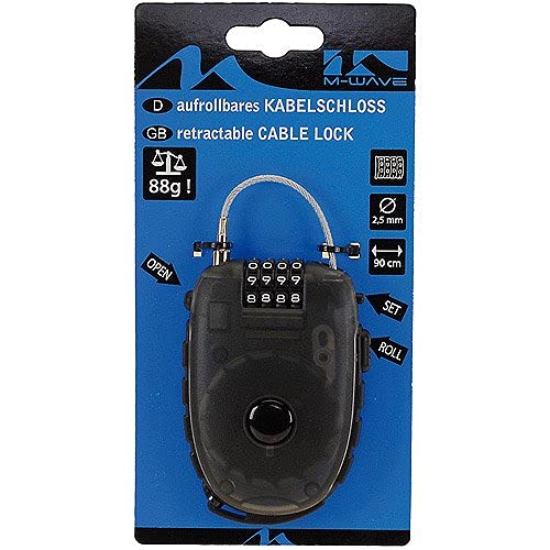 M-Wave Roll-Up Combo Cable Lock (Black) - Thumbnail 2
