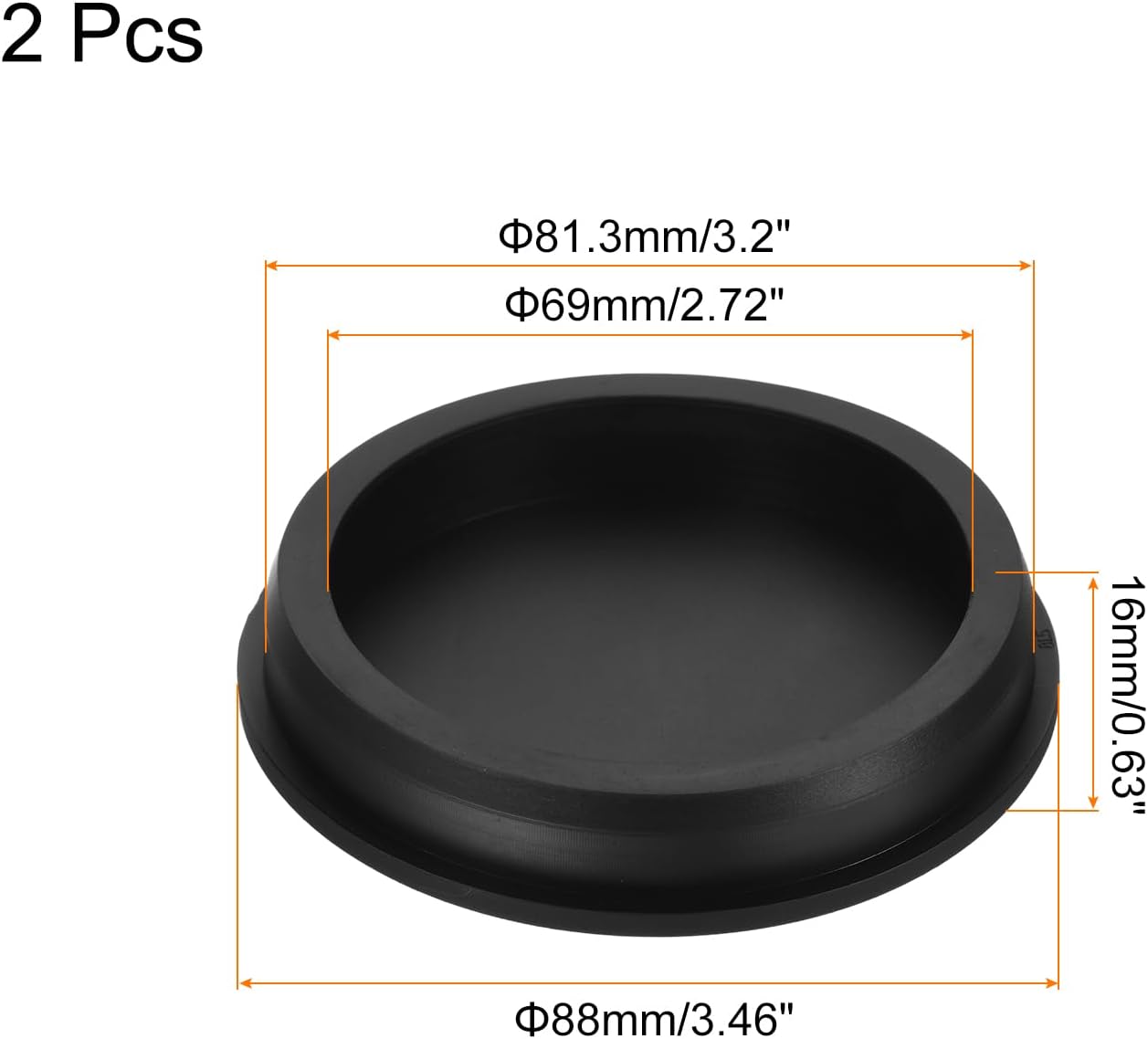 MECCANIXITY High Temp Silicone Plug Mount Dia 81.3mm/3.2" t Shaped Solid Rubber Stopper Hole Plugs for Coating Plating Waterproof Sealing Plugs Black Pack of 2(OD 88mm/3.46 Inch)