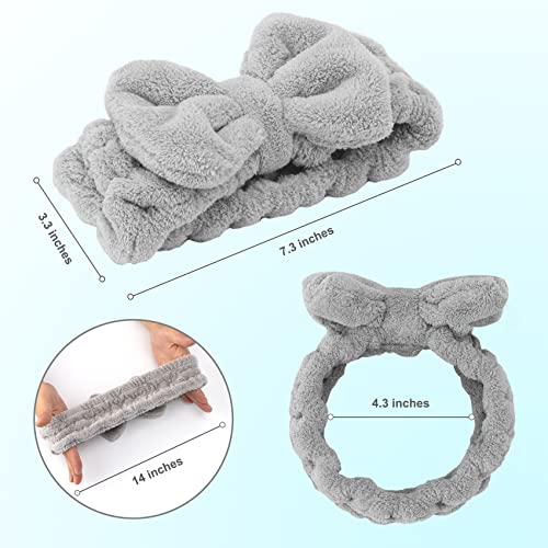Mimitoou Spa Headband – 3 Pack Bow Hair Bands Women Facial Makeup Headbands Soft Coral Fleece Elastic Head Wraps For Bathing Shower Skincare Washing Face #TOP1