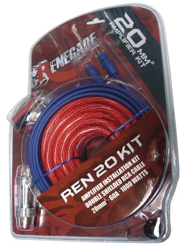 Renegade REN20KIT Adaptateur de câble-Adaptateur pour (Câble male/male Audio puissance Audio Ground Remote RCA nickel RCA) Noir Bleu Rouge