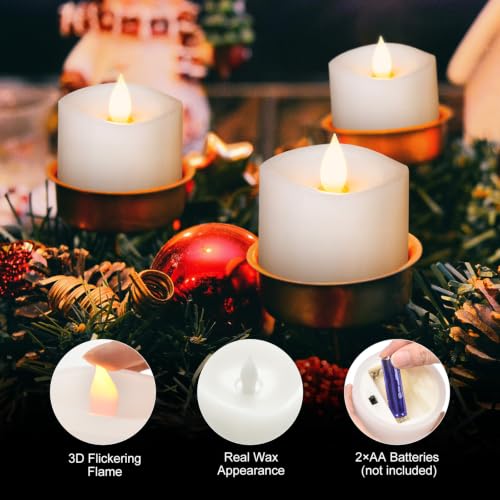 Image of 3x3 Flameless Candles Set of 3, LED Battery Candles Flickering, 3 inch Flameless Candles with Remote,Battery Powered Candles,for Wedding Holiday Decorations,White