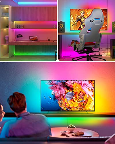 Daymeet Tv Led Backlight, 9.8 Ft Led Lights For Tv 32-55 Inch Rgb 5050 Rainbow Color Tv Led Strip Lights Usb Powered Music Sync Bluetooth App Control With Remote For Room Bedroom Christmas Decorations #TOP4