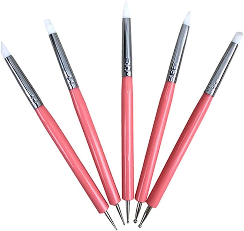 MinLia5pcs/set 2 Way Pottery Clay Ball Styluses Tools Polymer Clay Sculpture Tool Nail Art Carving Tools Silicone Shapers Dotting Tool