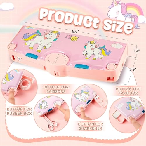 Image of Stylbase Pencil Box Suitcase for Boys & Girls | Hard School Pencil Case Geometry Box with Password Lock & Handle | Pencil Pouch for School Supplies Kids (Cameo Pink)