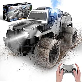 DEERC DE68 Remote Control Truck, RC Car with Spray, Snorkel and LED Lights, 60+ Mins Playtime, Off Road 4WD SUV, All Terrain Rock Crawler, Toy Vehicle for Boys Girls and Adults