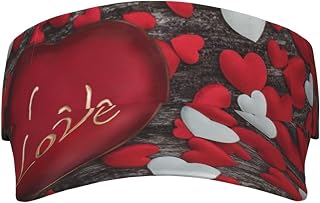 Valentine's Day Printed Visor Hats for Women Adjustable Sun Protection Visor for Golf Tennis Running Summer Beach Black, Black, One Size, Black, One Size