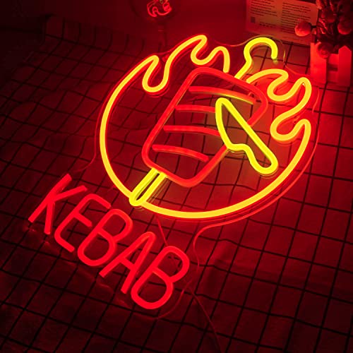 Lucunstar Bbq Neon Signs Kebab Neon Lights Sign Led Signs For Wall Decor Suitable For Barbecue Restaurant Neon Wall Signs Bar Christmas Art Wall Hanging Decorative #TOP1
