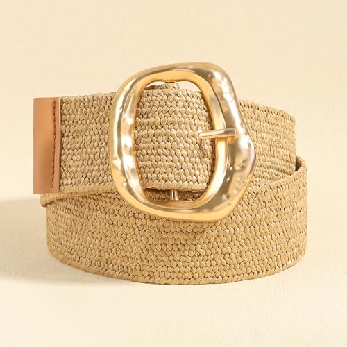 Adjustable Woven Straw Waist Belt For Women Pin Buckles Cotton Linen Waist Strap For Various Outfit Styling 5