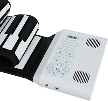 Hand Roll Keyboard, Hand Wind Piano 88 Keys Folding Keyboard MIDI Soft Piano Practice Dual Speaker Electronic Piano Roll Up Piano Color: White, Size: 53.5x20cm