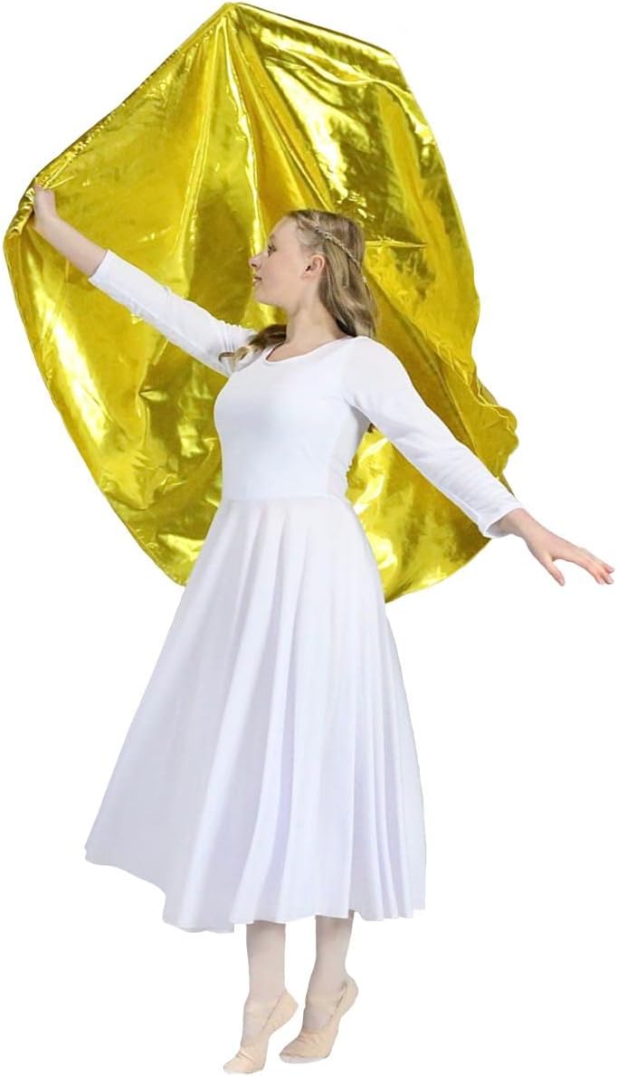 Danzcue Praise Dance Worship Flag with Rod, Liturgical Church Dance Banner, Gold