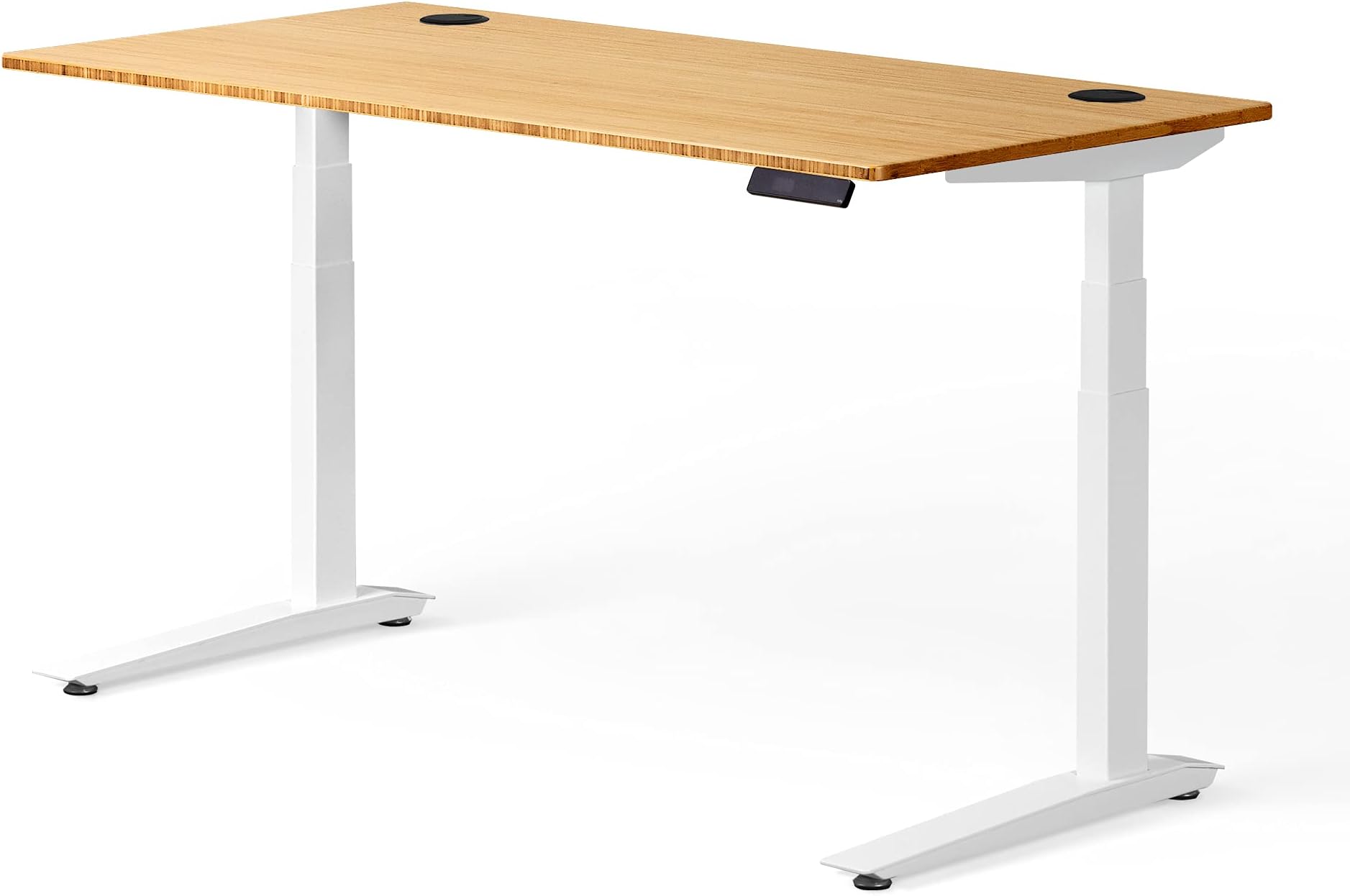 Jarvis Standing Desk Bamboo Top - Electric Adjustable Height Sit Stand Desk - 3-Stage Extended Range Frame with Memory Preset Handset Controller by Fully (White, 120 x 80 cm)