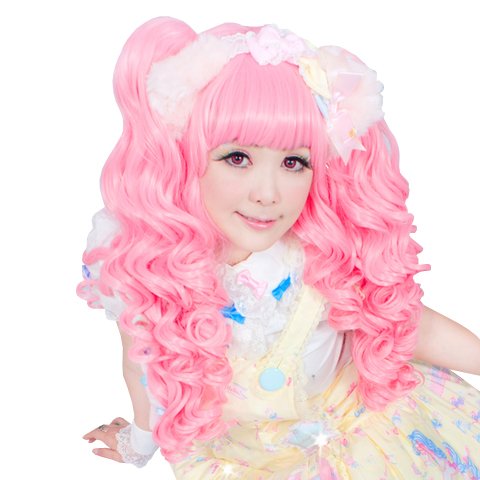 Genuine Gothic Lolita Wigs Pink Wig Baby Dollight Deep Pink Mix Ponytail Hair