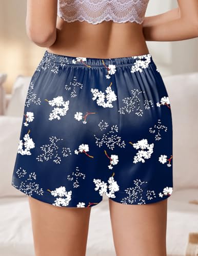 Image of Ekouaer Womens Silk Satin Pajama Short 2026 Summer Casual Sleep Shorts Lounge Sleep Pj Short with Pockets Soft Lounge Shorts
