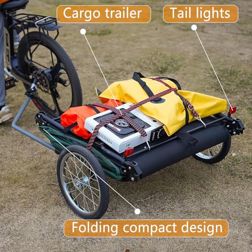 Jagahaha Fahrradanhänger Zelt, Faltbarer, wasserdichter Fahrradwohnwagen mit 16 Zoll Geländerädern, PU2000mm, schneller Aufbau in 2 Minuten, erhöhtes Schlafe, Perfekt E-Bike Camping