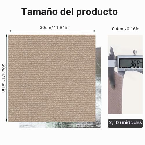 Miniatura 2 de Azulejos De Alfombra 30 X 30 Cm Autónomos Juego De 10 Unidades 0,9 M Azulejos De Alfombra Autoadhesivos, Alfombra Con Parte Posterior, Alfombra Azulejos Para Cortar Para Apartamento, Casa