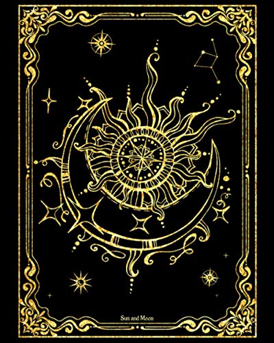 Sun and Moon: Celestial Journal Blank Lined Journal Diary Notebook, 8" x 10", sun and moon Journal, Celestial notebook, Astronomy.... Sun and Moon lovers | black gold cover