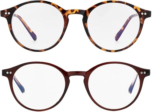 Gleyemor Gafas de luz azul para hombres y mujeres, gafas de computadora de marco redondo vintage