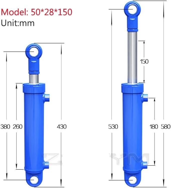 1PC 50x28x100/150/200/250mm Travels Hydraulic Cylinder Two-Way Lifting Small Hydraulic Oil Top Accessories 3 Tons Hydraulic Ram(50x28x150mm)