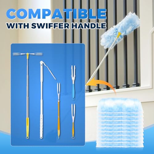 Duster Refills Compatible with Swiffer Heavy Duty Duster Refill,20 Pack Dusters & 2 Handles for Swiffer Kit,Dusters for Cleaning Car Electronics Furniture Blinds,Ceiling Fan Cleaner