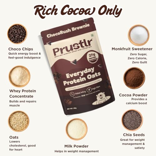 Image of Prustlr Protein Oats, Pack of 10-600g | 27g Protein (with Added Milk) | Assorted Flavours | Instant Breakfast Cereal | Sweetened with MonkFruit | Oatmeal | Overnight Oats