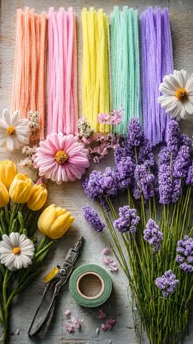 Image of TRAIS Pipe Cleaners Pastel for Crafts (100 PCS) | Soft Chenille Stems for DIY Art & Craft, Flexible Fuzzy Bendable Sticks for Kids Craft, School Projects & Decoration Supplies (Any 4-5 Colors)
