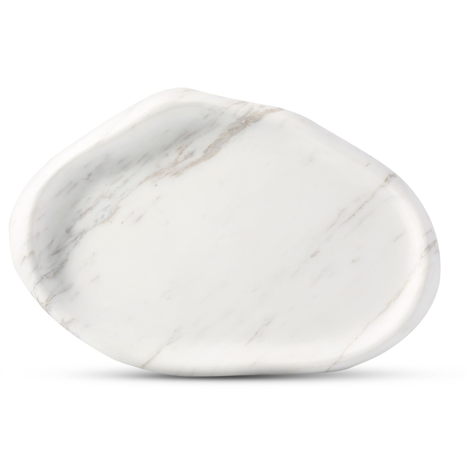 Koville Luxurious Natural White Marble Vanity Tray, Cloud Shape Serving Stone Key Tray for Home Decor, 10" x 7" Marble Storage Trays for Bathroom, Stone Plate Holder for Perfume, Candle and Jewelry