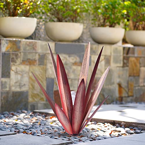 2Pcs Tequila Rustic Sculpture Metal Agave Plant Home Decor Rustic Hand Painted Metal Agave Garden Ornaments Outdoor Decor Figurines Home Yard Decorations Lawn Ornaments（Multi-Color Led Solar Light ） #TOP7