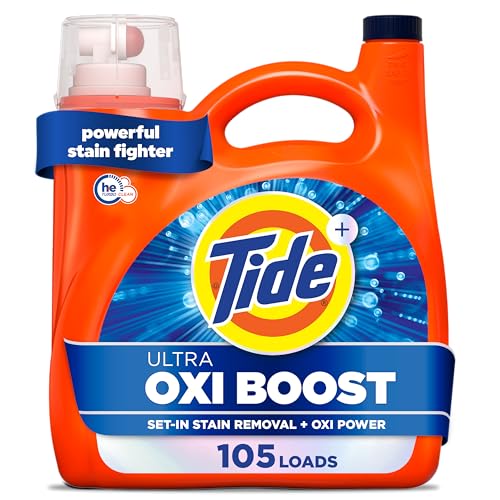Tide Ultra Oxi Boost Liquid Laundry Detergent, 148 fl oz, 105 Loads, Advanced Stain Remover with...