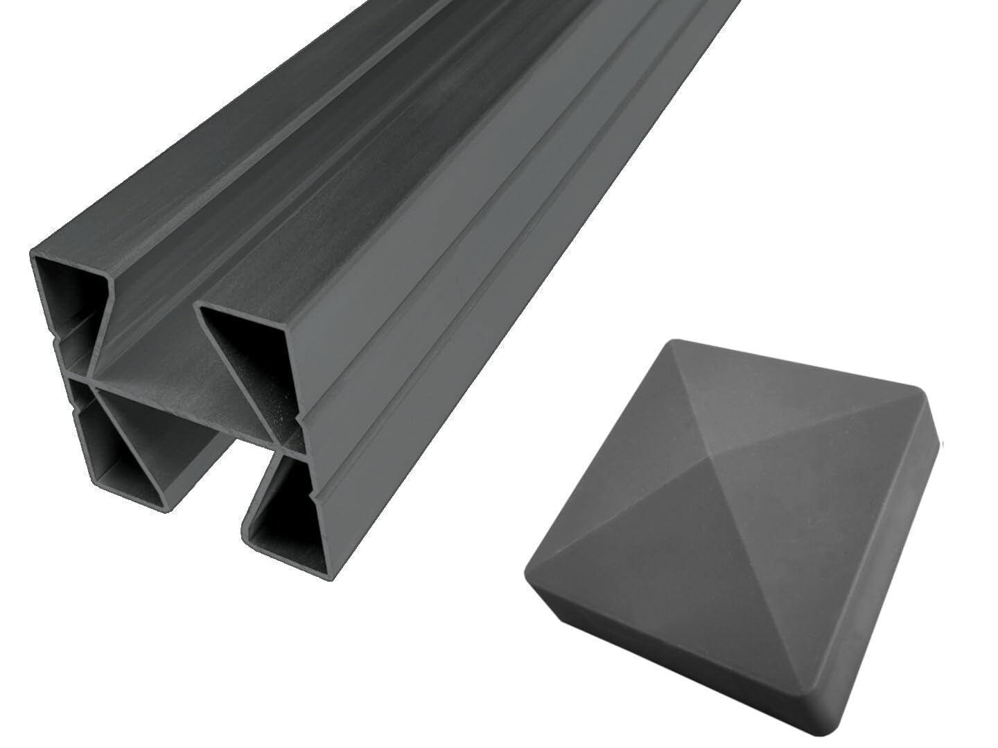 WPC Zaun Zaunpfosten Aluminium Mittelpfosten Anthrazit 270 x 6,8 x 6,8 cm