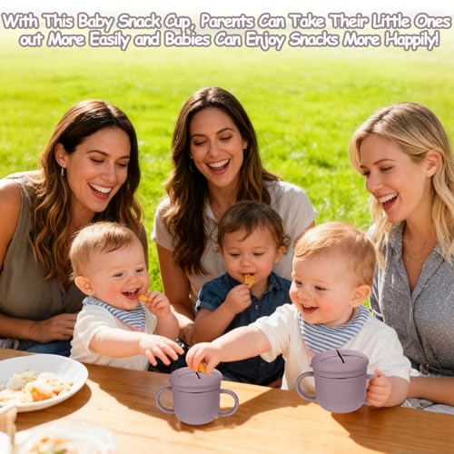 Image of Toddler Snack Containers Stainless Steel Spill-Proof Snack Containers for Toddlers with Spill-Proof Silicone Lids and Handles 4-in-1 Baby Snack Cup is Dishwasher Safe for Easy use On The Go(Purple)