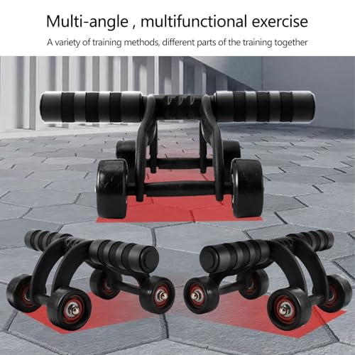 Core Trainer - Rodillo de rueda abdominal | Deslizadores deportivos para entrenador de núcleo | Rodillo de entrenamiento antideslizante para músculos abdominales | 4 ruedas con mango de esponja suave - imagen 6