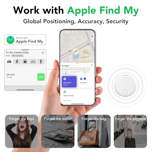 Image of Air Tracker Tags-4 Pack: Smart Bluetooth Tracker, Item Finder Works with Apple Find My (iOS Only) App, Trakcer Tag Locator for Keys, Luggage, Satchel, weTag mini. (Not for Android Devices)