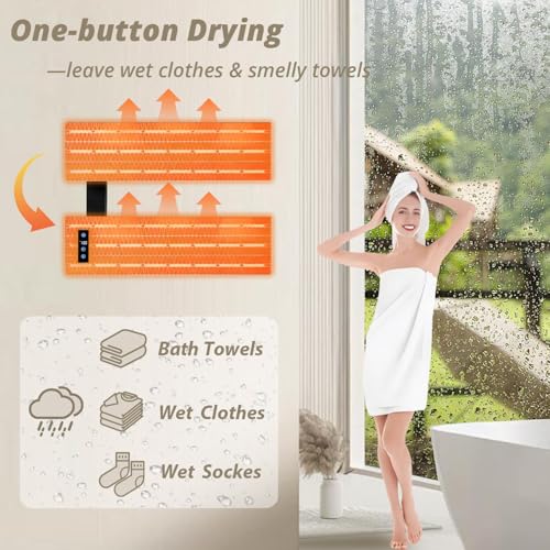 R FLORY Heated Towel Warmer Rack for Bathroom, Electric Hot Towel Warmer, Wall Mounted Towel Heater Dryer, Built-in LED Screen, Plug in, Matt Black by R FLORY - Image 3