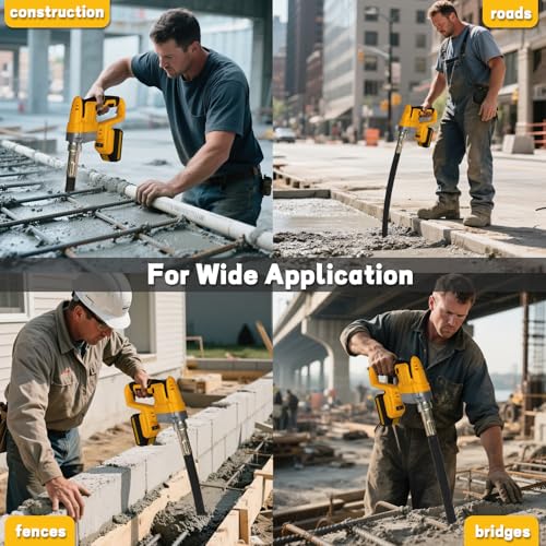 Handheld Concrete Vibrating Tool for Dewalt 20V Max Battery, Construction Insertion 5,000VPM Flexible Portable Pencil Cement Vibrator with 3.8FT Shaft Rod, Remove Air Bubble & Mix Concrete(No Battery) by vokoroad - Image 6