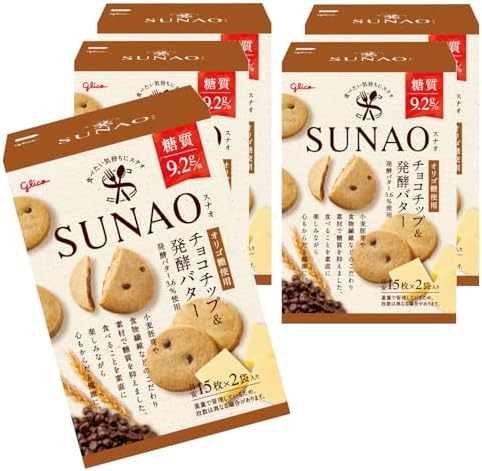 （06:00時点） SUNAO(スナオ) チョコチップ&発酵バター 31g×2袋×5箱 江崎グリコ お菓子 おかし ビスケット クッキー ロカボ おから 1袋あたり糖質9.2g