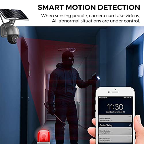 Moniss Câmera de segurança de painel solar sem fio, câmera de bateria recarregável sem fio 3MP WiFi
