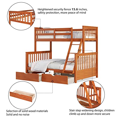 image for Merax Wood Bunk Bed with Drawers,Convertible Wood Bunk Bed with Ladder