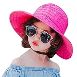 PT FASHIONS Summer Wide Brim Foldable Sun Hat Beach UPF 50+ Visor Cap Women Kids-Krosecarmine