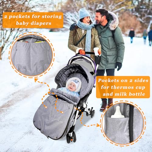 Image of South to East Stroller Cover For Winter, Universal Stroller Bunting Bag, Warm Stroller Footmuff, Waterproof Stroller Sleeping Bag, Versatile Stroller Blanket, Infant Swaddle Blankets, 17x35 inch