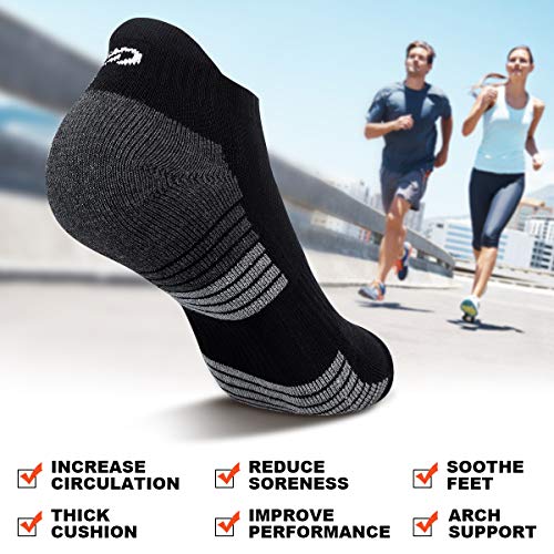 Image of Lapulas Athletic Running Ankle Socks, Low Cut Cushioned Anti-Blister Tab Sports Socks Men Women 6Pairs