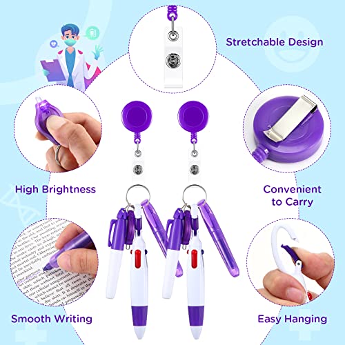 Kosiz 300 Pcs Nurse Pen Set Include 60 Retractable Shuttle Pens, 60 Mini Tip Highlighters, 60 Led Mini Keychain Flashlight, 60 Marker Pens, 60 Nurse Badge Clips For Office School Nurses Supplies #TOP2